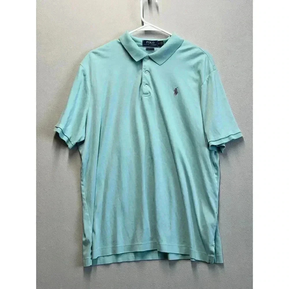 Ralph Lauren Polo Men's Shirt Adult Size X-Large Aqua Blue Short Sleeve Preppy